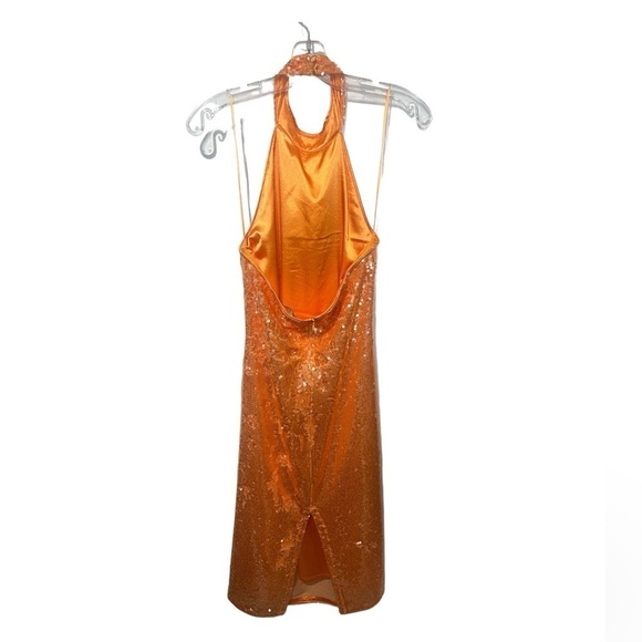 Caroline Constas orange sequin hater midi dress - size small - Picture 6 of 14